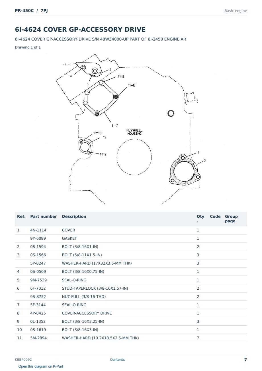 Caterpillar PR-450C S/N 7PJ Partsbook KEBP0092 (English) - sample page 7 of 10 Caterpillar PR-450C S/N 7PJ Partsbook KEBP0092 (English) - sample page 7 of 10