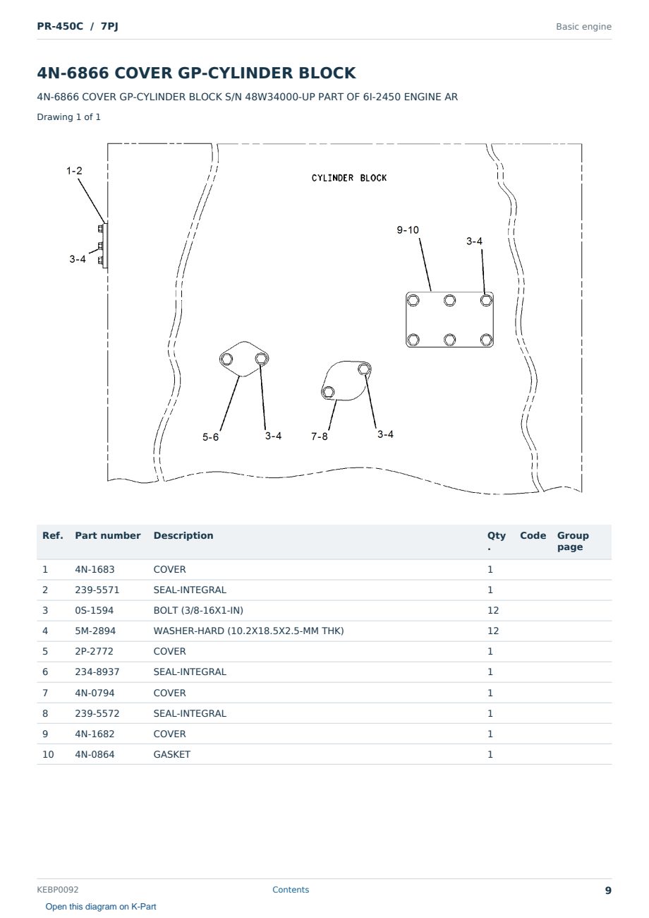 Caterpillar PR-450C S/N 7PJ Partsbook KEBP0092 (English) - sample page 9 of 10 Caterpillar PR-450C S/N 7PJ Partsbook KEBP0092 (English) - sample page 9 of 10