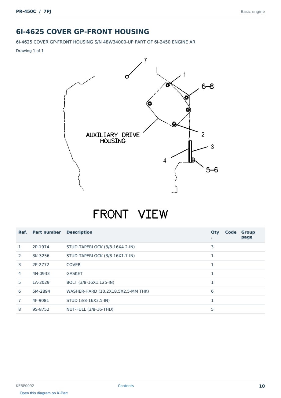 Caterpillar PR-450C S/N 7PJ Partsbook KEBP0092 (English) - sample page 10 of 10 Caterpillar PR-450C S/N 7PJ Partsbook KEBP0092 (English) - sample page 10 of 10