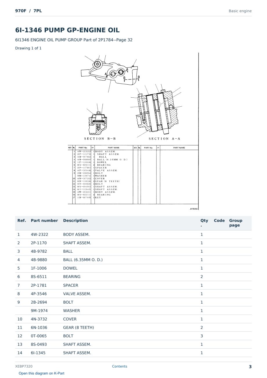 Caterpillar 970F S/N 7PL Partsbook XEBP7320 (English) - sample page 3 of 10 Caterpillar 970F S/N 7PL Partsbook XEBP7320 (English) - sample page 3 of 10