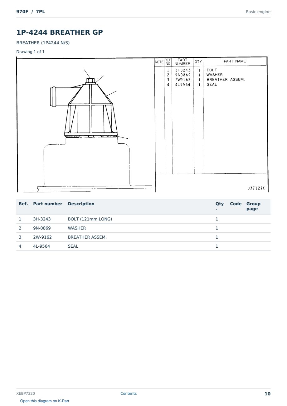 Caterpillar 970F S/N 7PL Partsbook XEBP7320 (English) - sample page 10 of 10 Caterpillar 970F S/N 7PL Partsbook XEBP7320 (English) - sample page 10 of 10