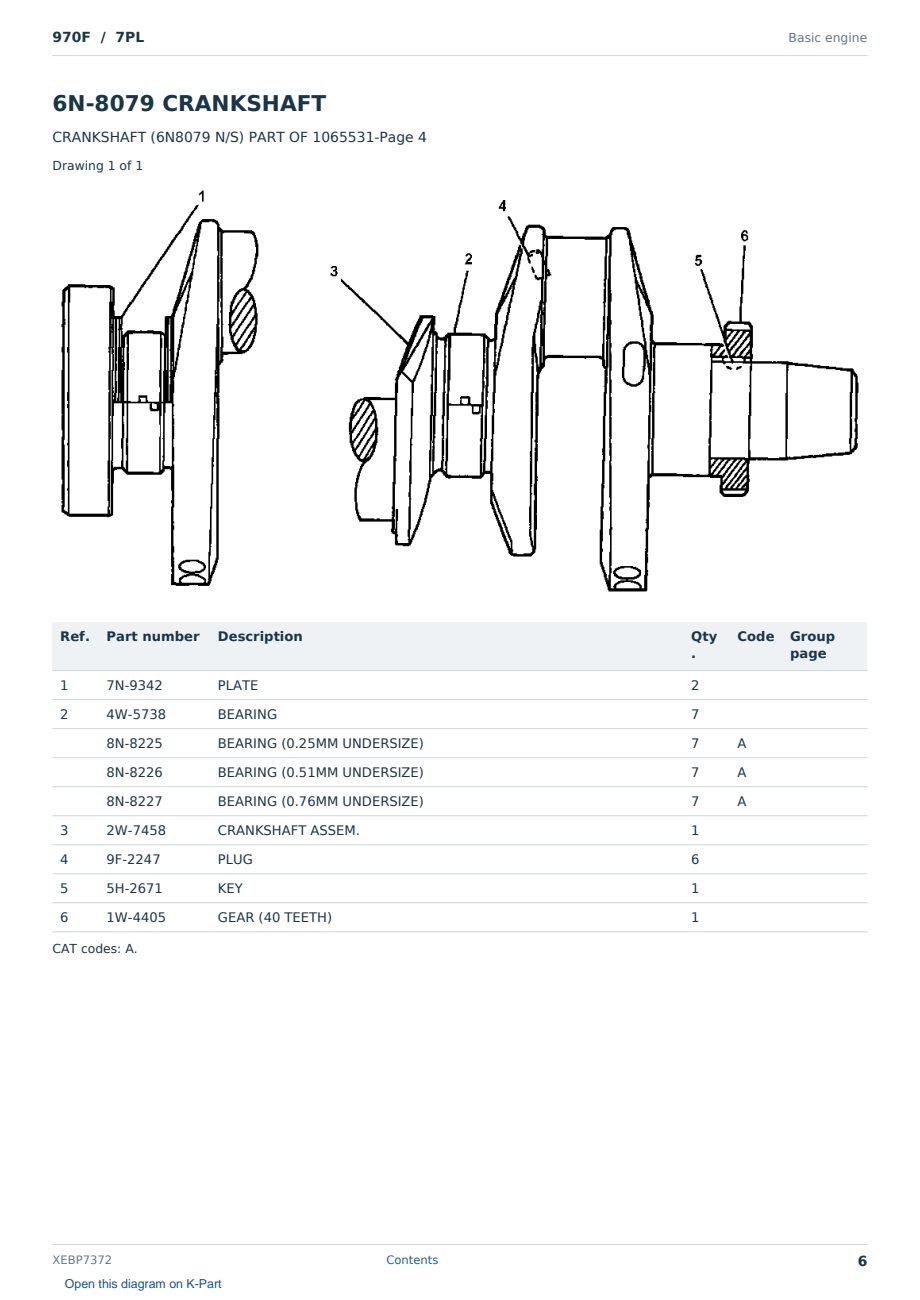 Caterpillar 970F S/N 7PL Partsbook XEBP7372 (English) - sample page 6 of 10 Caterpillar 970F S/N 7PL Partsbook XEBP7372 (English) - sample page 6 of 10