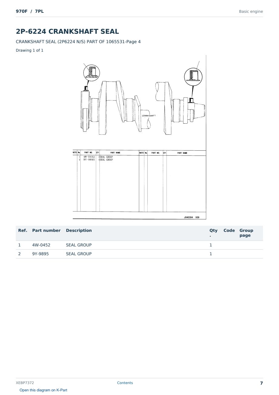 Caterpillar 970F S/N 7PL Partsbook XEBP7372 (English) - sample page 7 of 10 Caterpillar 970F S/N 7PL Partsbook XEBP7372 (English) - sample page 7 of 10