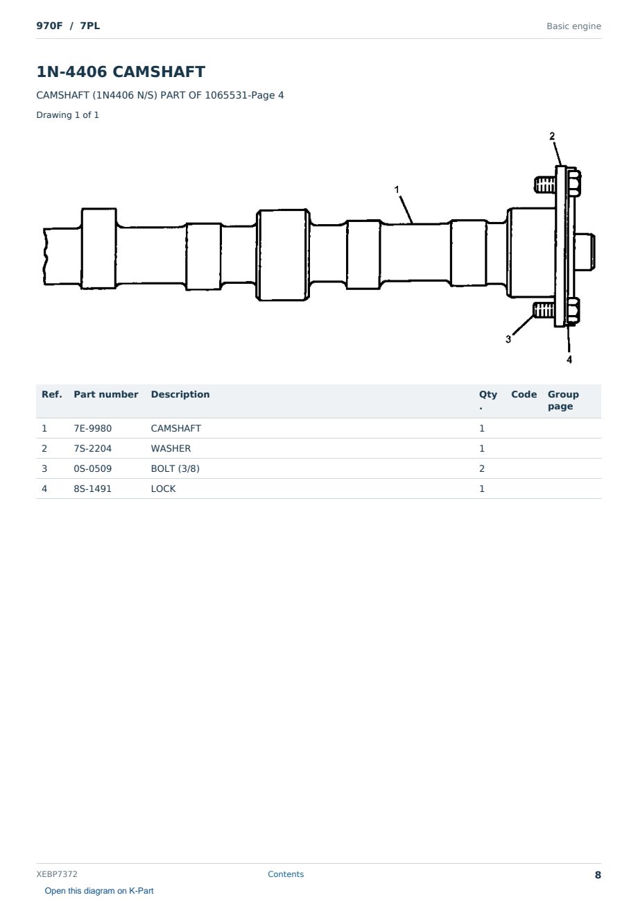 Caterpillar 970F S/N 7PL Partsbook XEBP7372 (English) - sample page 8 of 10 Caterpillar 970F S/N 7PL Partsbook XEBP7372 (English) - sample page 8 of 10