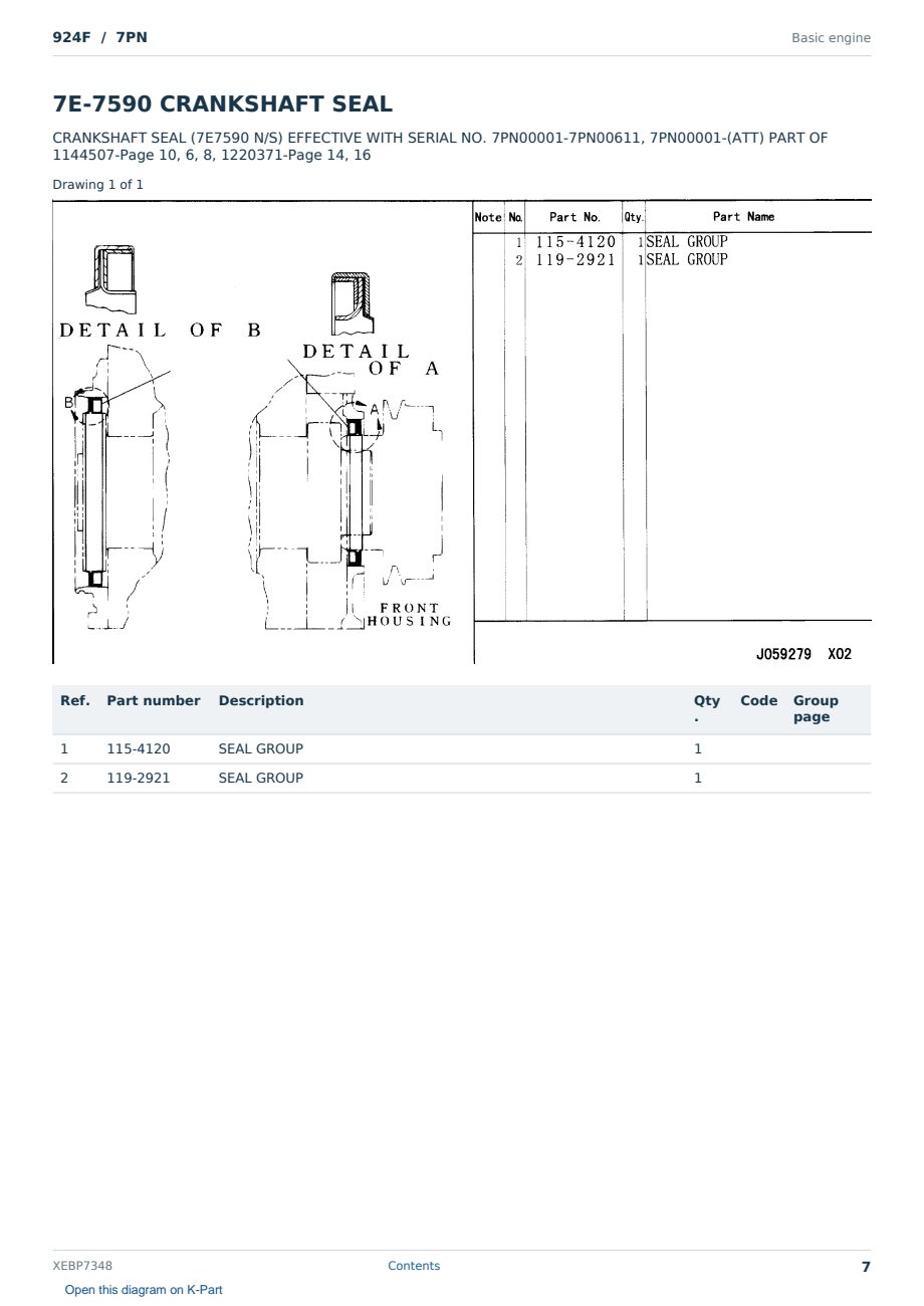 Caterpillar 924F S/N 7PN Partsbook XEBP7348 (English) - sample page 7 of 10 Caterpillar 924F S/N 7PN Partsbook XEBP7348 (English) - sample page 7 of 10
