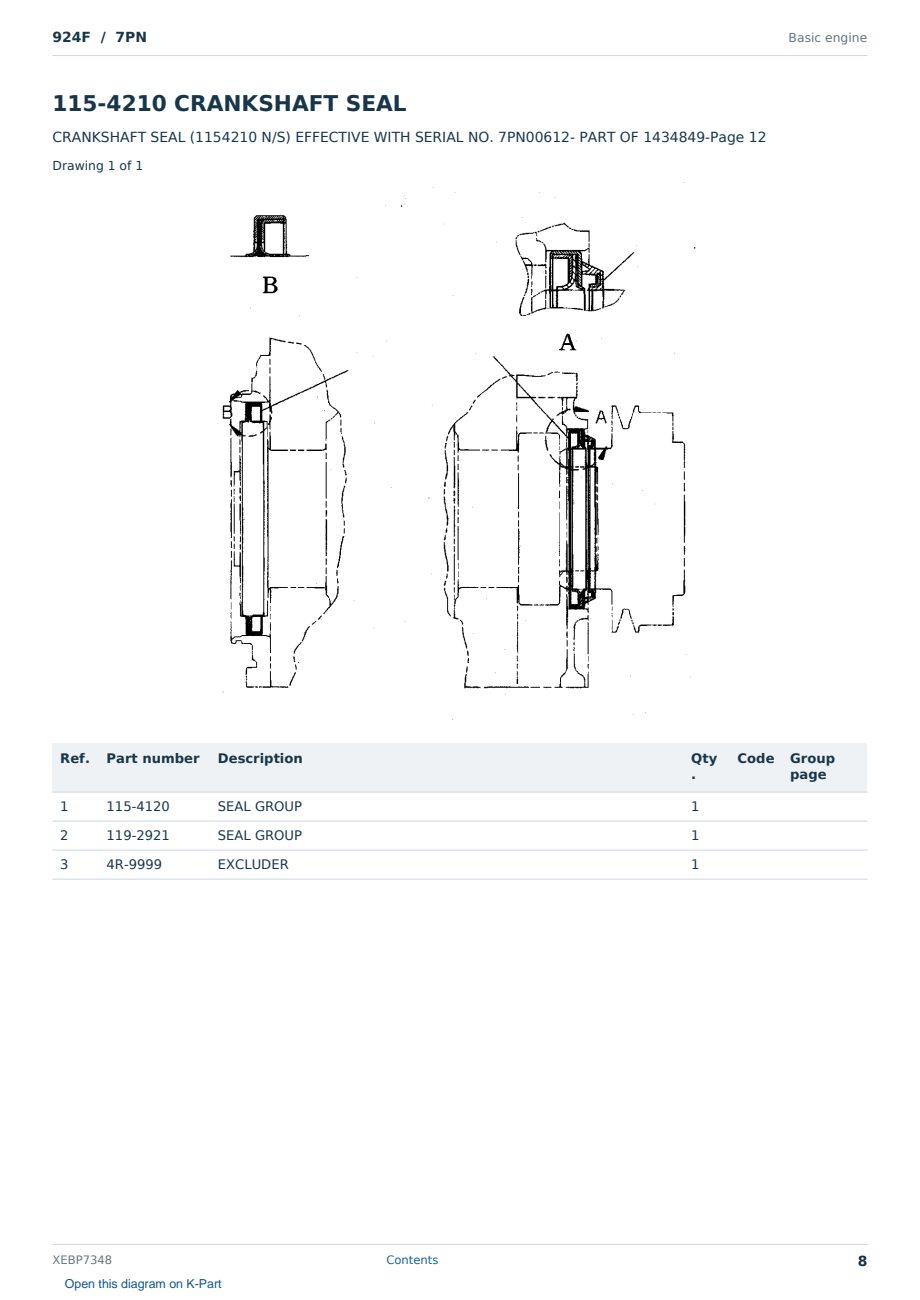 Caterpillar 924F S/N 7PN Partsbook XEBP7348 (English) - sample page 8 of 10 Caterpillar 924F S/N 7PN Partsbook XEBP7348 (English) - sample page 8 of 10