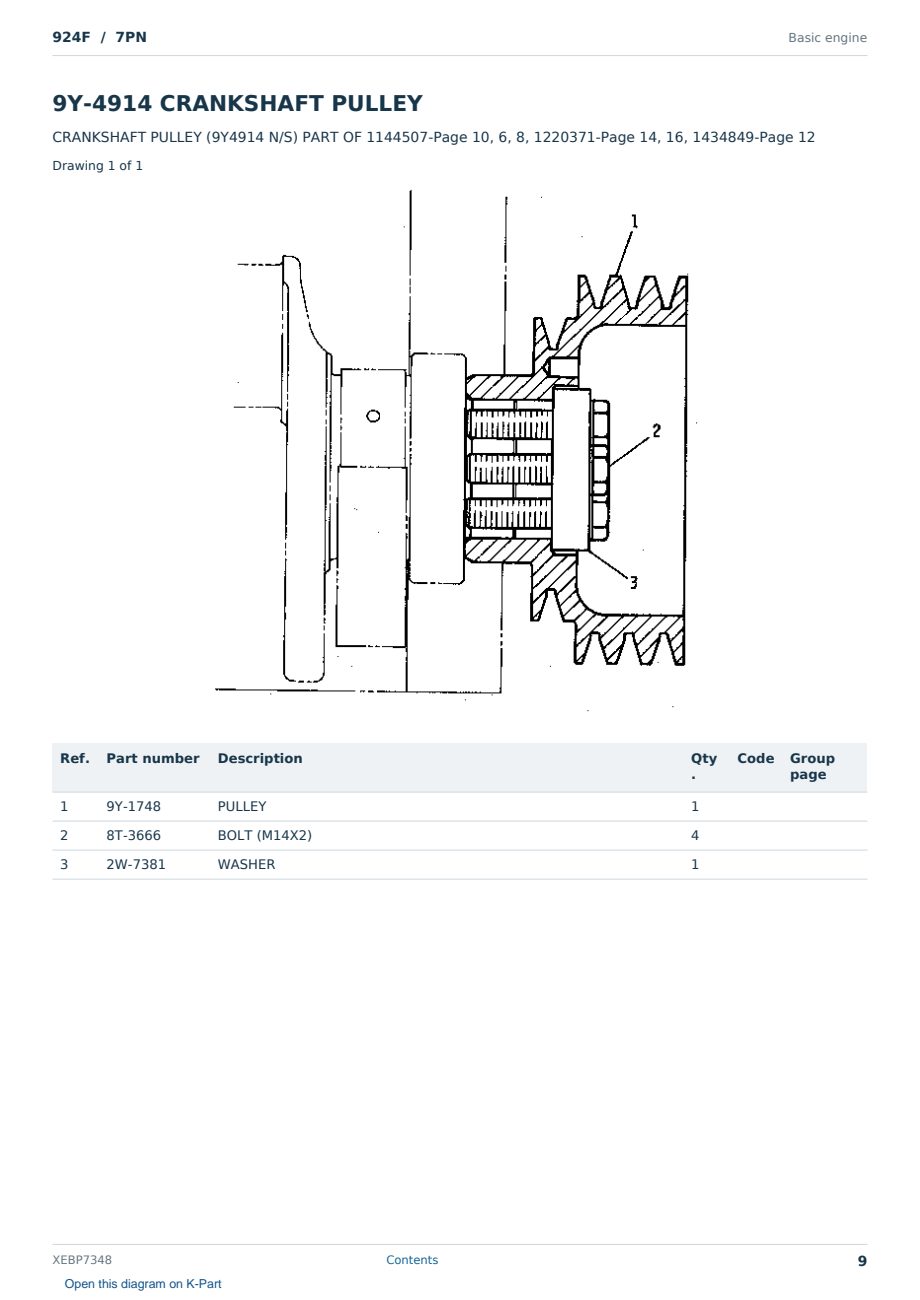Caterpillar 924F S/N 7PN Partsbook XEBP7348 (English) - sample page 9 of 10 Caterpillar 924F S/N 7PN Partsbook XEBP7348 (English) - sample page 9 of 10