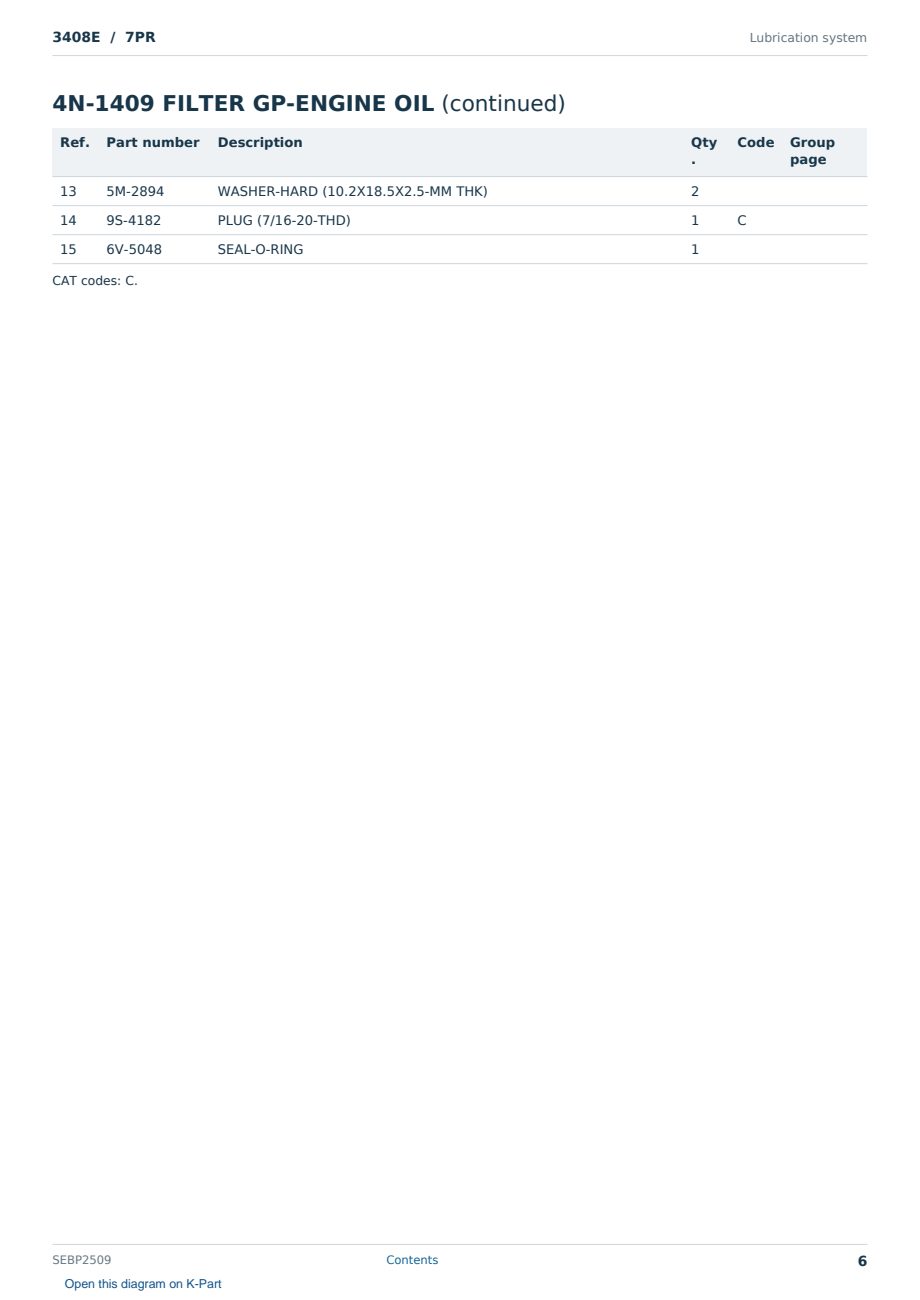 Caterpillar 3408E S/N 7PR Partsbook SEBP2509 (English) - sample page 6 of 10 Caterpillar 3408E S/N 7PR Partsbook SEBP2509 (English) - sample page 6 of 10