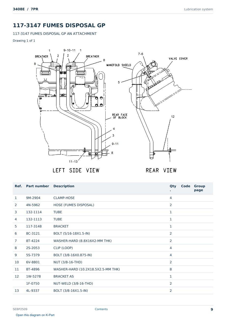 Caterpillar 3408E S/N 7PR Partsbook SEBP2509 (English) - sample page 9 of 10 Caterpillar 3408E S/N 7PR Partsbook SEBP2509 (English) - sample page 9 of 10