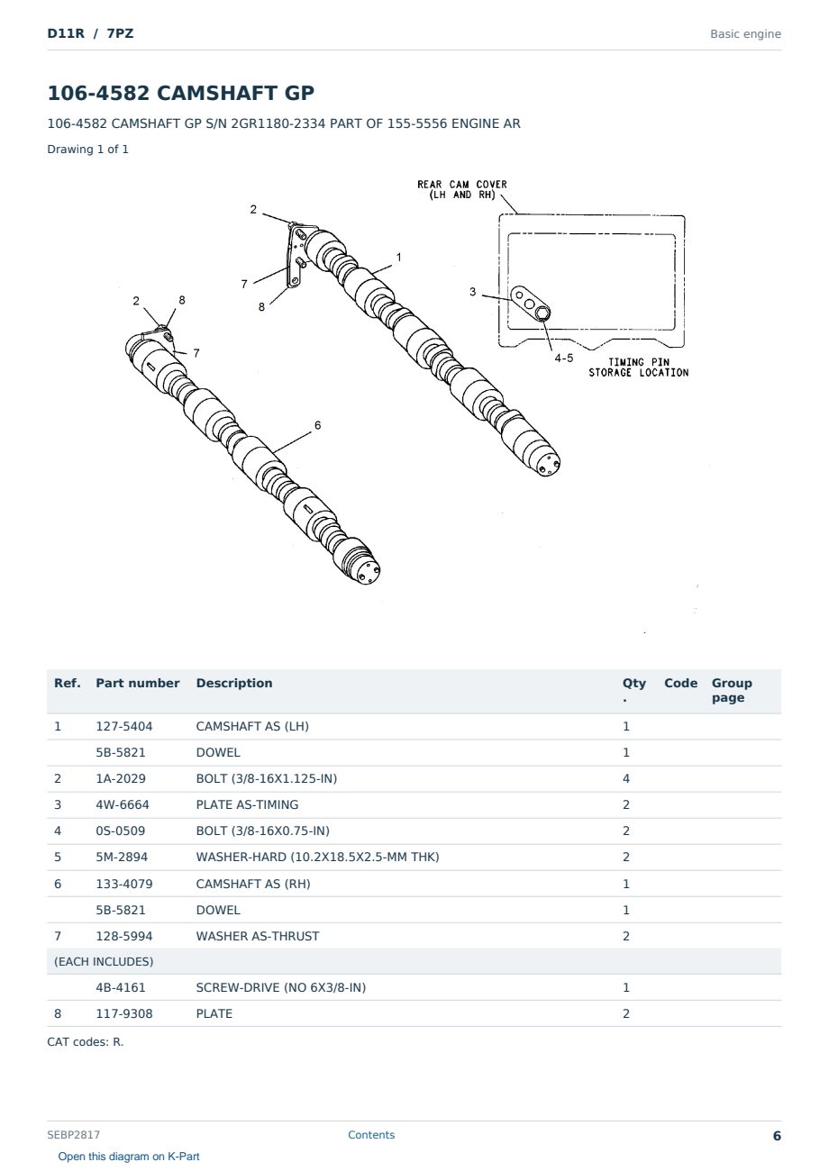 Caterpillar D11R S/N 7PZ Partsbook SEBP2817 (English) - sample page 6 of 10 Caterpillar D11R S/N 7PZ Partsbook SEBP2817 (English) - sample page 6 of 10