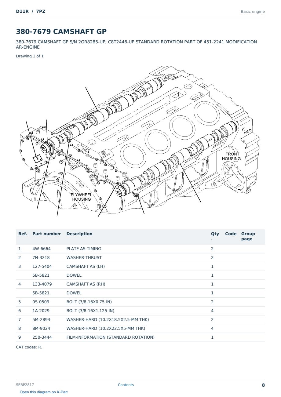 Caterpillar D11R S/N 7PZ Partsbook SEBP2817 (English) - sample page 8 of 10 Caterpillar D11R S/N 7PZ Partsbook SEBP2817 (English) - sample page 8 of 10