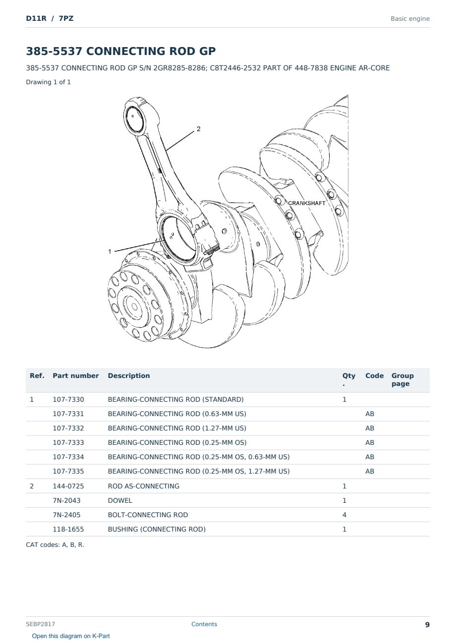 Caterpillar D11R S/N 7PZ Partsbook SEBP2817 (English) - sample page 9 of 10 Caterpillar D11R S/N 7PZ Partsbook SEBP2817 (English) - sample page 9 of 10