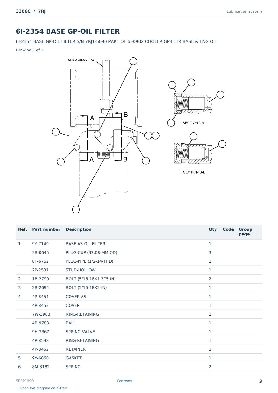 Caterpillar 3306C S/N 7RJ Partsbook SEBP1990 (English) - sample page 3 of 10 Caterpillar 3306C S/N 7RJ Partsbook SEBP1990 (English) - sample page 3 of 10