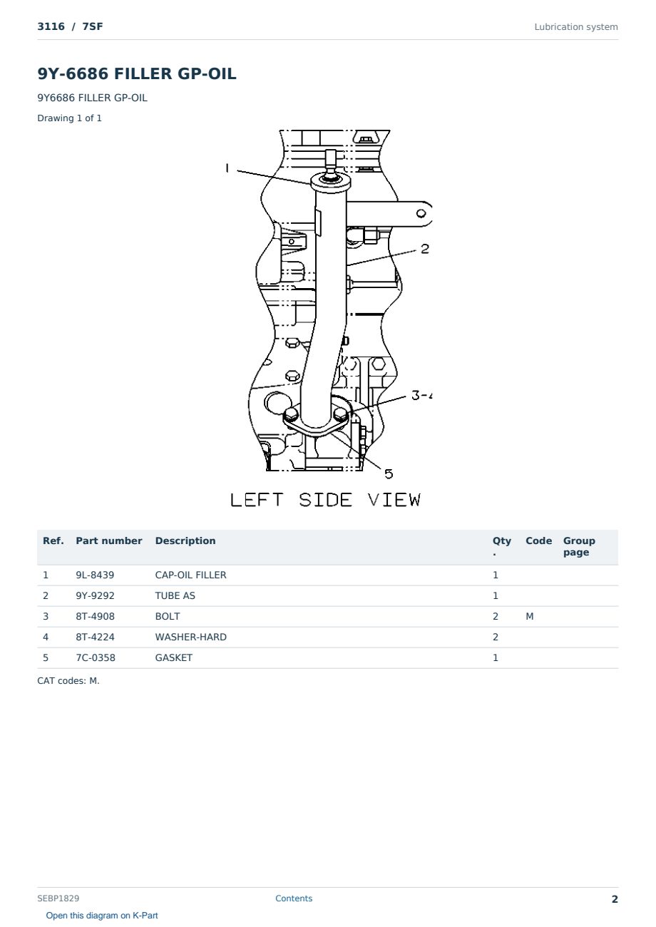 Caterpillar 3116 S/N 7SF Partsbook SEBP1829 (English) - sample page 2 of 10 Caterpillar 3116 S/N 7SF Partsbook SEBP1829 (English) - sample page 2 of 10