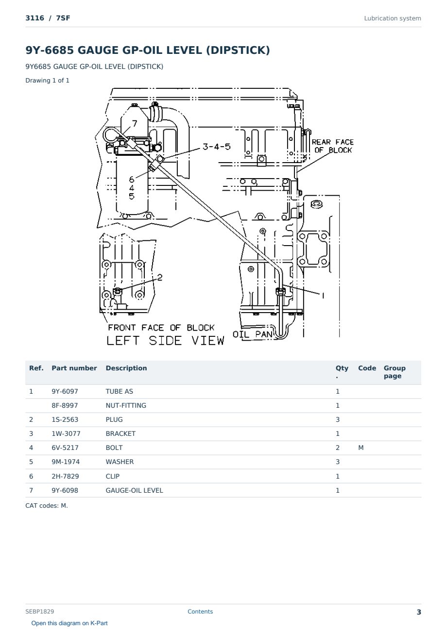 Caterpillar 3116 S/N 7SF Partsbook SEBP1829 (English) - sample page 3 of 10 Caterpillar 3116 S/N 7SF Partsbook SEBP1829 (English) - sample page 3 of 10