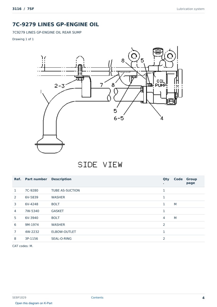 Caterpillar 3116 S/N 7SF Partsbook SEBP1829 (English) - sample page 4 of 10 Caterpillar 3116 S/N 7SF Partsbook SEBP1829 (English) - sample page 4 of 10