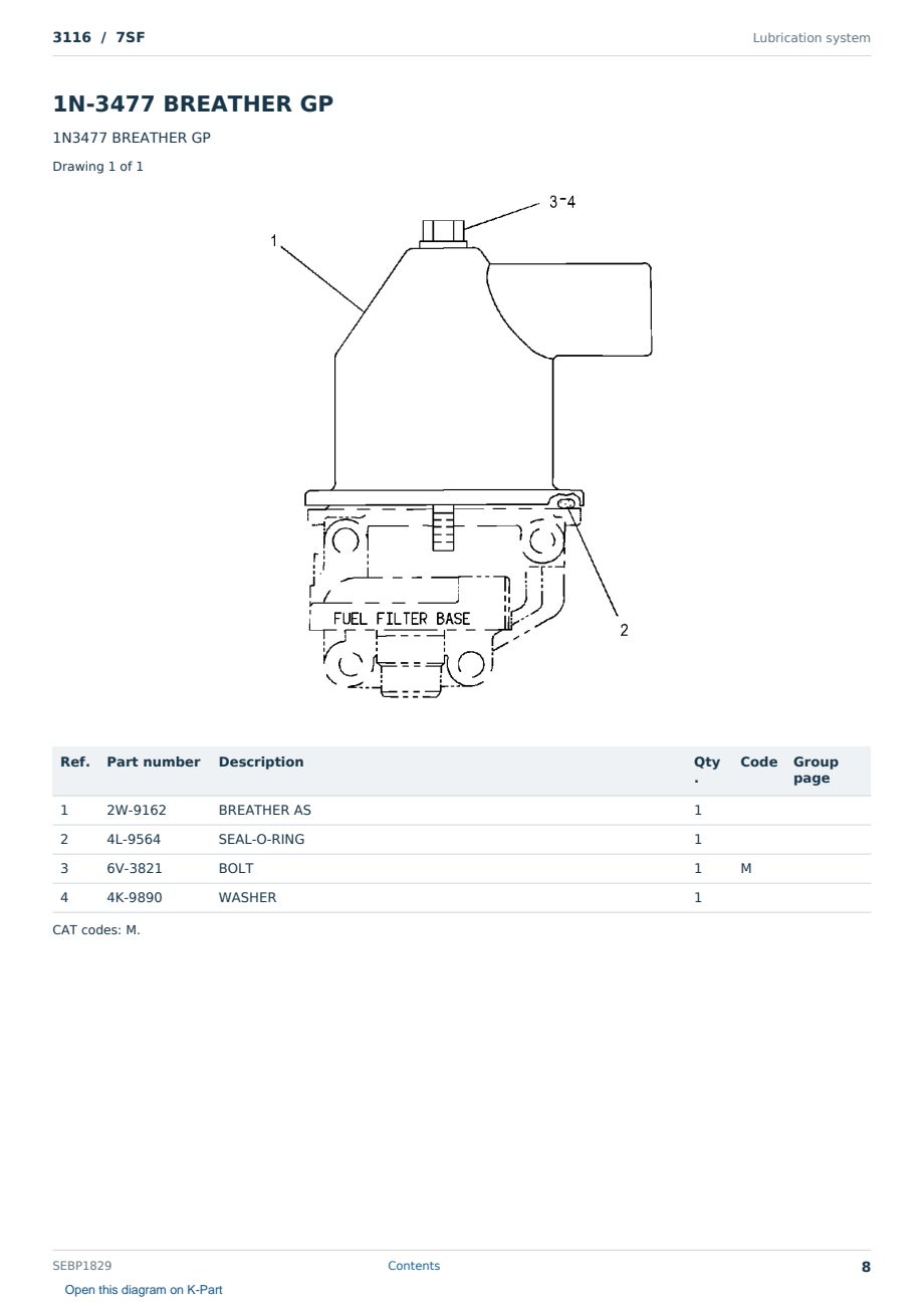 Caterpillar 3116 S/N 7SF Partsbook SEBP1829 (English) - sample page 8 of 10 Caterpillar 3116 S/N 7SF Partsbook SEBP1829 (English) - sample page 8 of 10