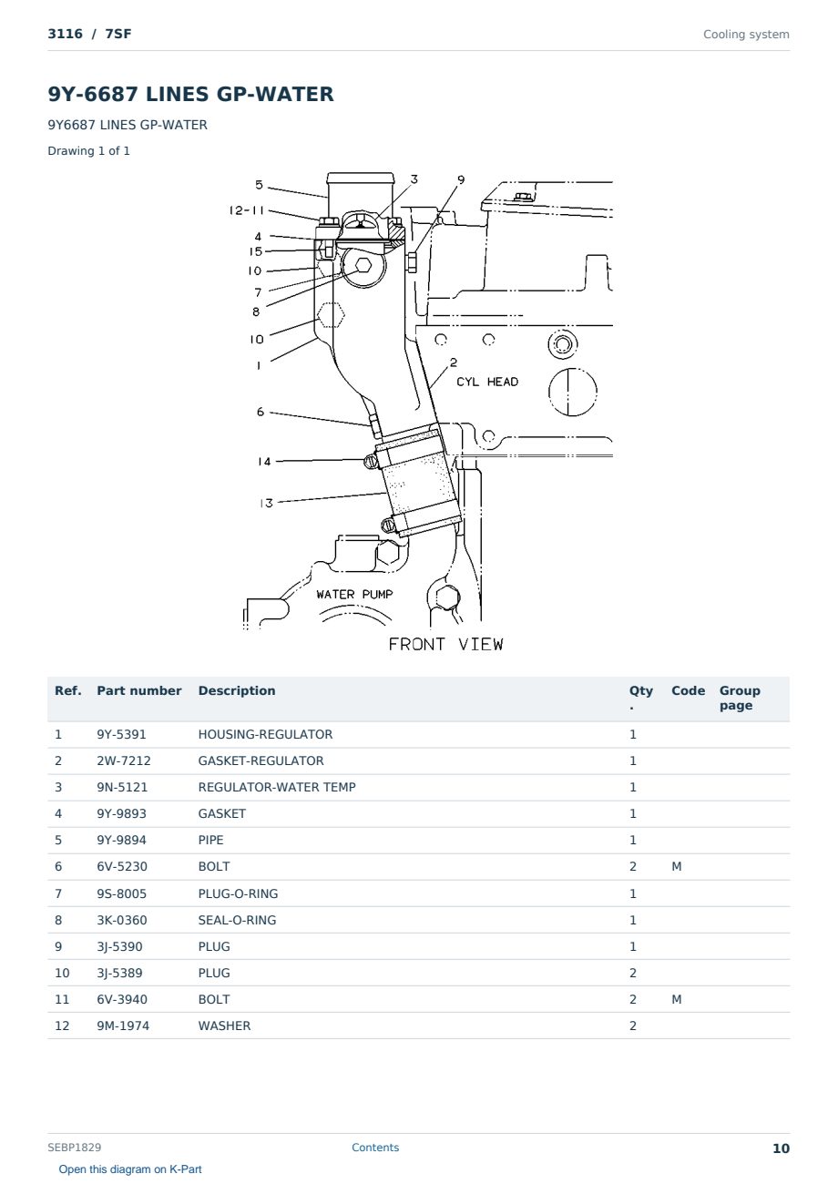 Caterpillar 3116 S/N 7SF Partsbook SEBP1829 (English) - sample page 10 of 10 Caterpillar 3116 S/N 7SF Partsbook SEBP1829 (English) - sample page 10 of 10