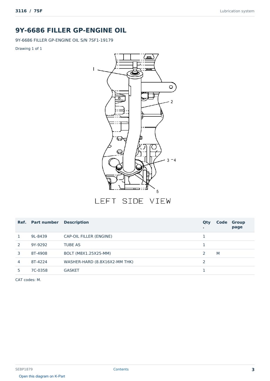 Caterpillar 3116 S/N 7SF Partsbook SEBP1879 (English) - sample page 3 of 10 Caterpillar 3116 S/N 7SF Partsbook SEBP1879 (English) - sample page 3 of 10