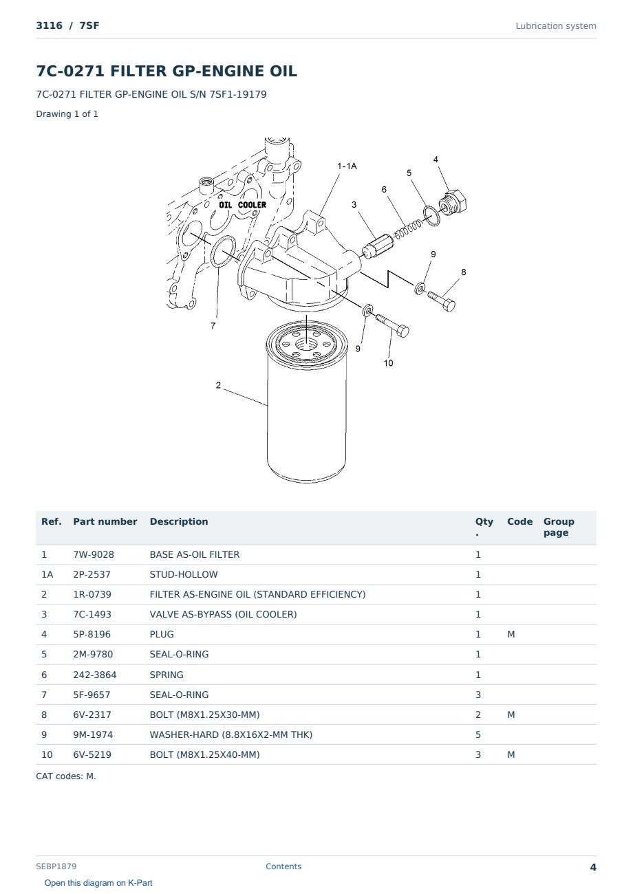 Caterpillar 3116 S/N 7SF Partsbook SEBP1879 (English) - sample page 4 of 10 Caterpillar 3116 S/N 7SF Partsbook SEBP1879 (English) - sample page 4 of 10