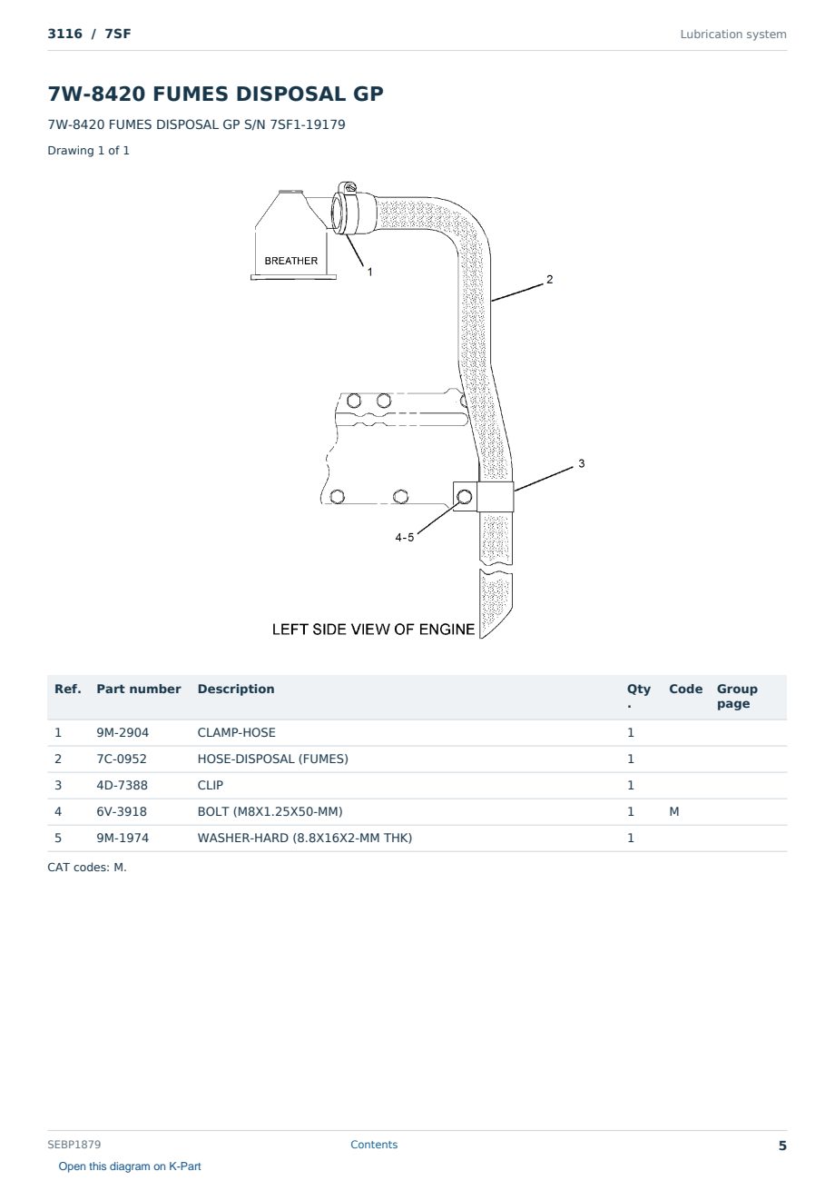 Caterpillar 3116 S/N 7SF Partsbook SEBP1879 (English) - sample page 5 of 10 Caterpillar 3116 S/N 7SF Partsbook SEBP1879 (English) - sample page 5 of 10