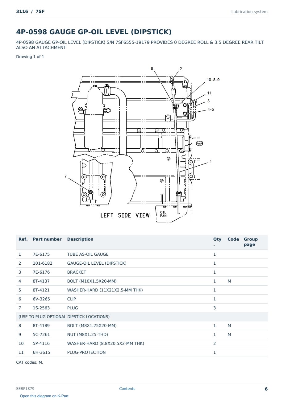 Caterpillar 3116 S/N 7SF Partsbook SEBP1879 (English) - sample page 6 of 10 Caterpillar 3116 S/N 7SF Partsbook SEBP1879 (English) - sample page 6 of 10
