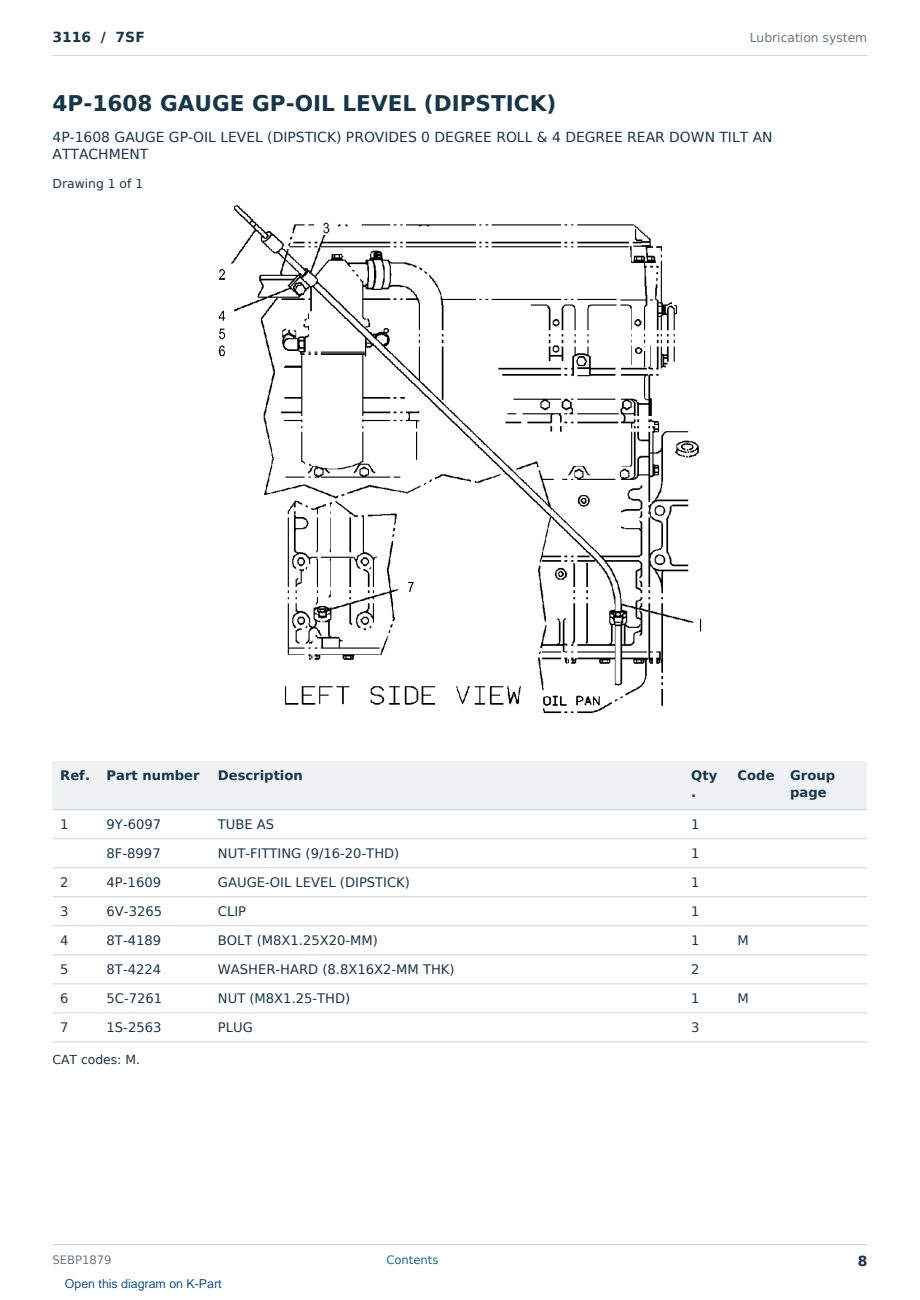 Caterpillar 3116 S/N 7SF Partsbook SEBP1879 (English) - sample page 8 of 10 Caterpillar 3116 S/N 7SF Partsbook SEBP1879 (English) - sample page 8 of 10