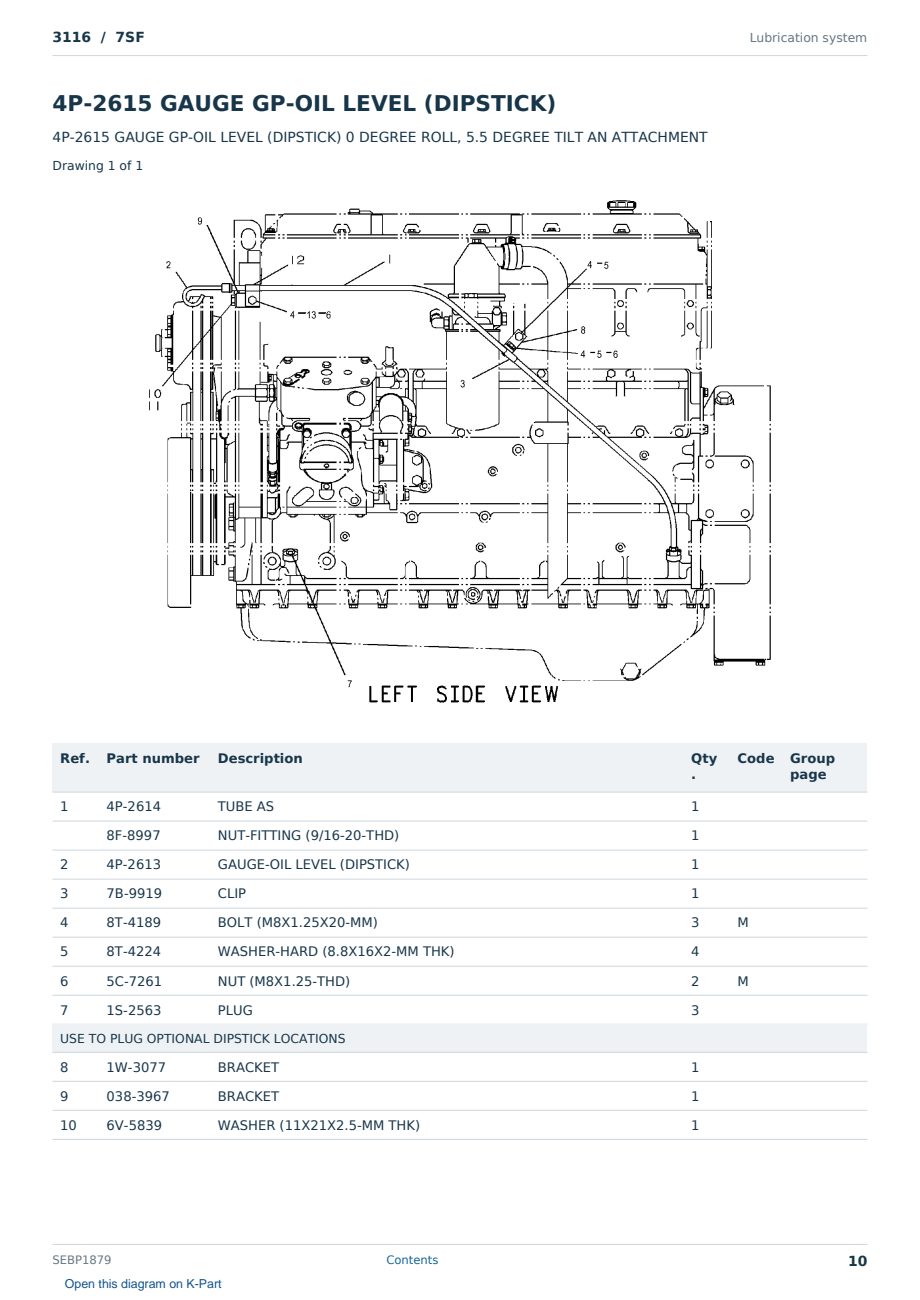 Caterpillar 3116 S/N 7SF Partsbook SEBP1879 (English) - sample page 10 of 10 Caterpillar 3116 S/N 7SF Partsbook SEBP1879 (English) - sample page 10 of 10