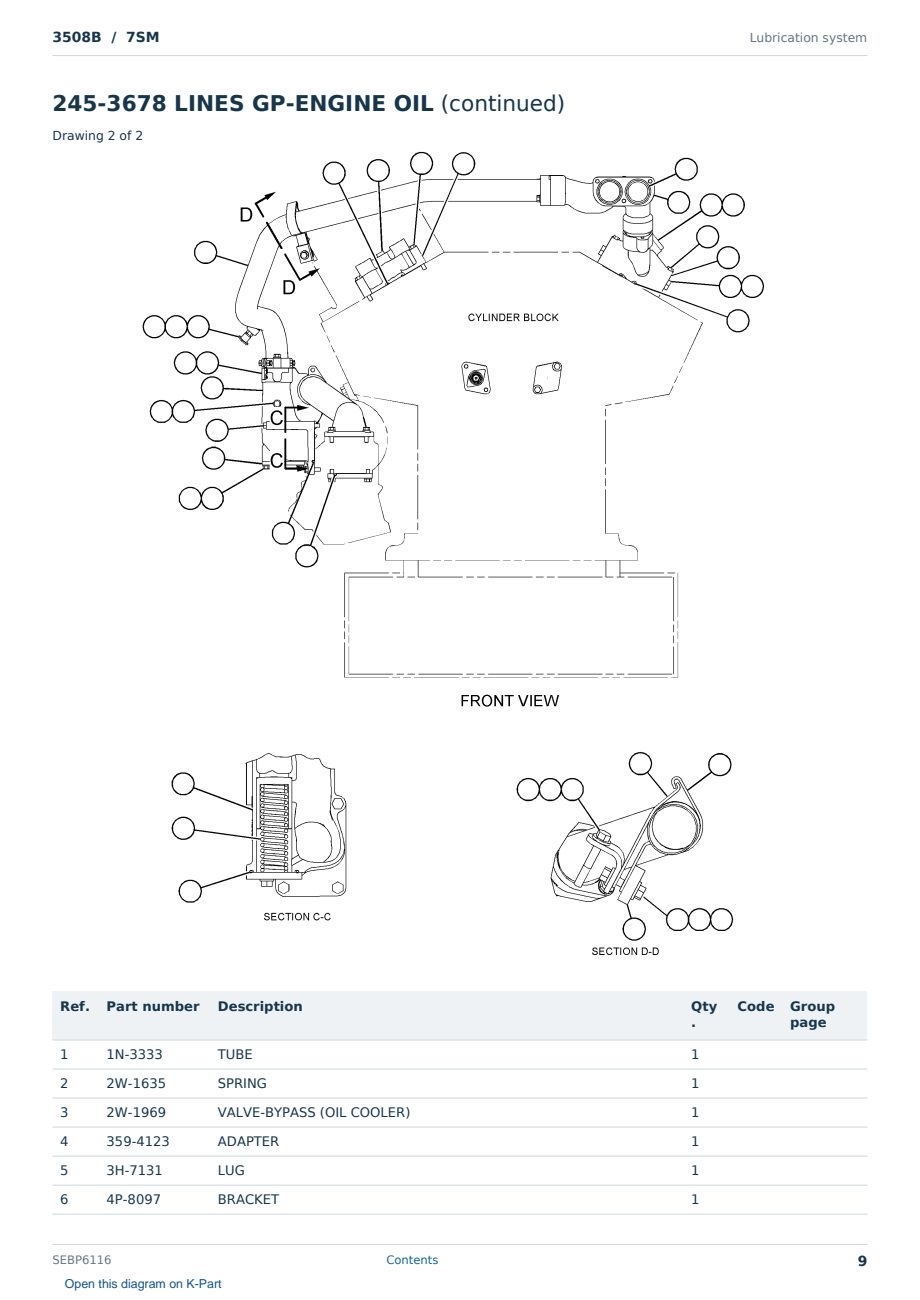 Caterpillar 3508B S/N 7SM Partsbook SEBP6116 (English) - sample page 9 of 10 Caterpillar 3508B S/N 7SM Partsbook SEBP6116 (English) - sample page 9 of 10