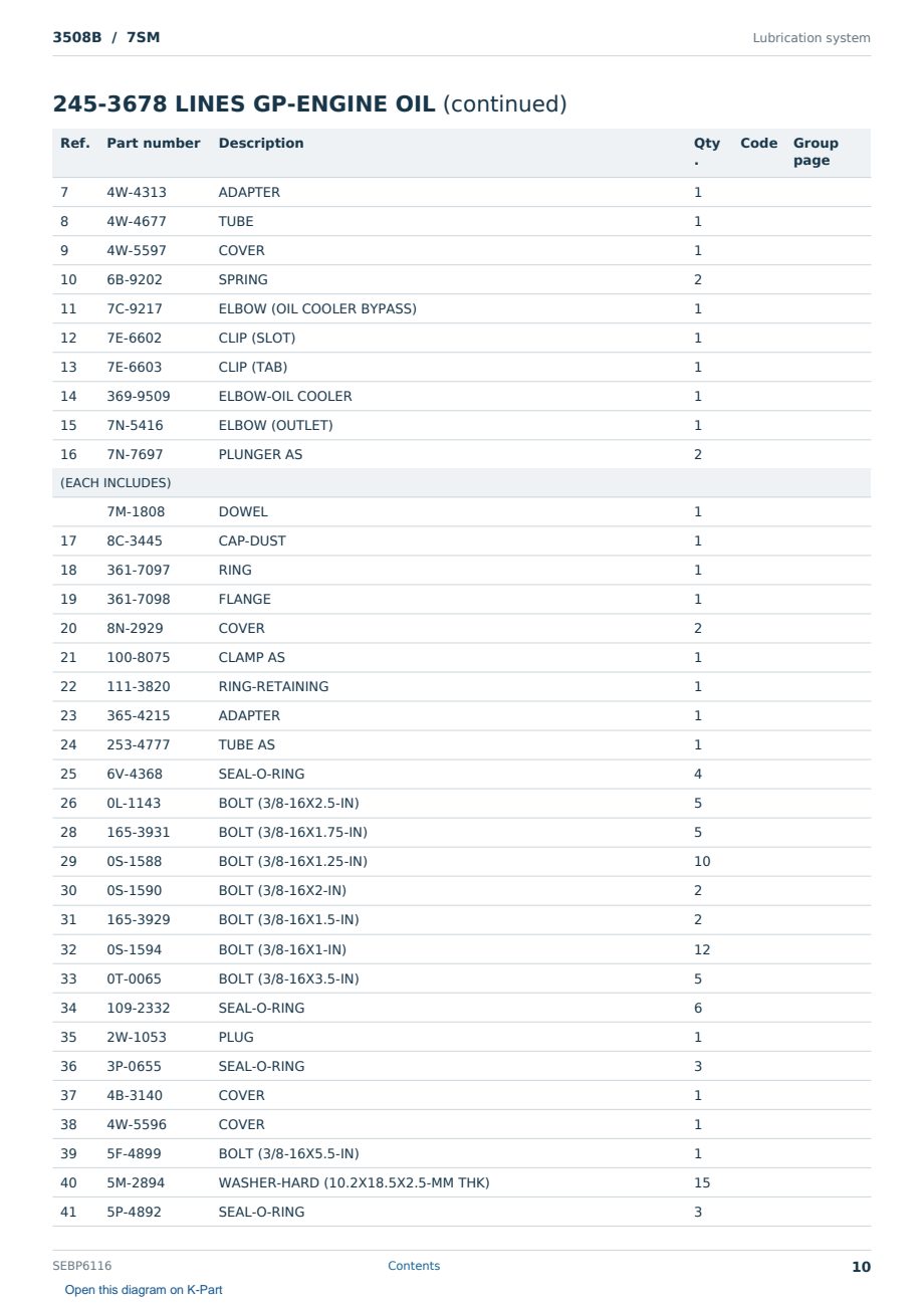 Caterpillar 3508B S/N 7SM Partsbook SEBP6116 (English) - sample page 10 of 10 Caterpillar 3508B S/N 7SM Partsbook SEBP6116 (English) - sample page 10 of 10