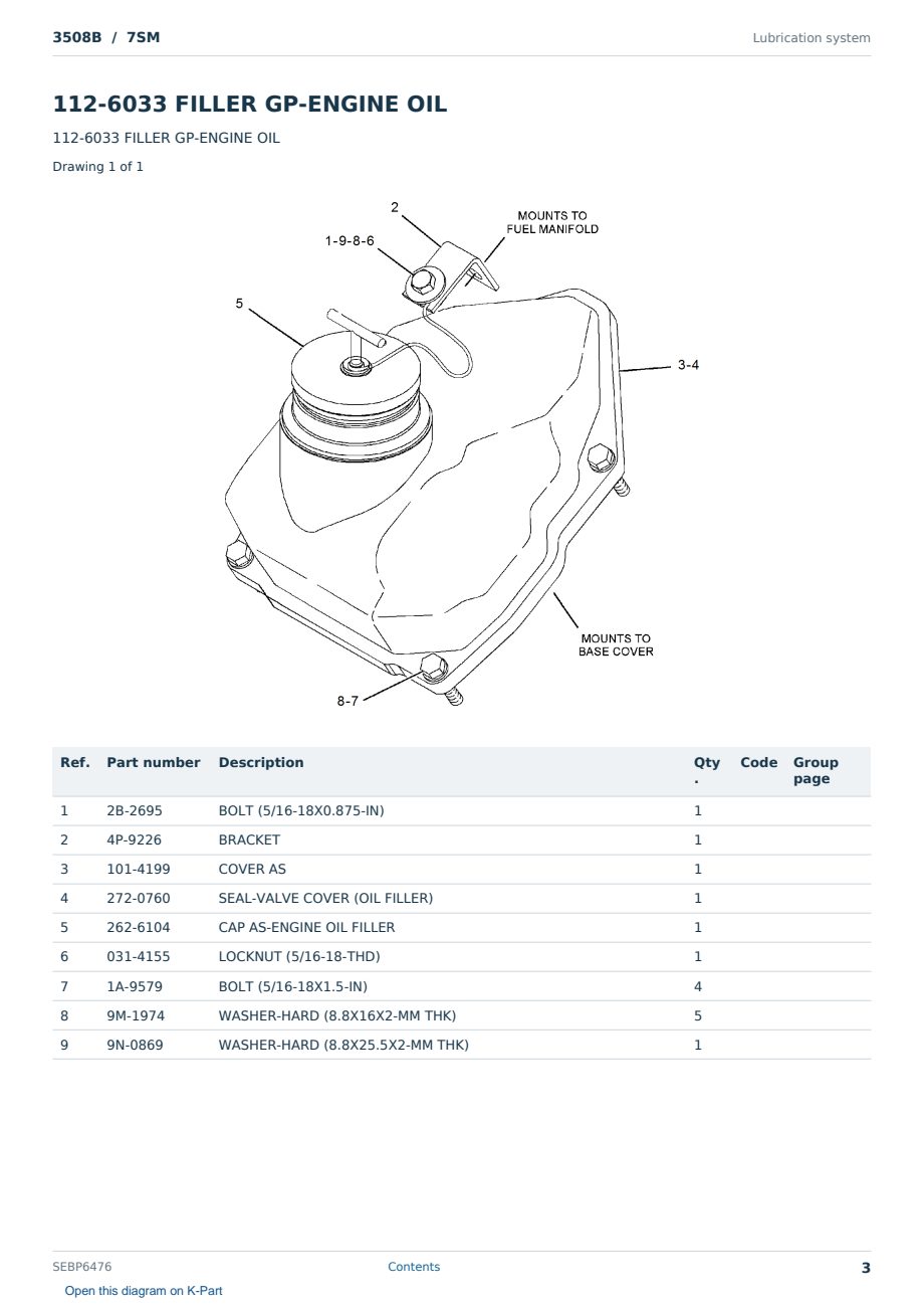 Caterpillar 3508B S/N 7SM Partsbook SEBP6476 (English) - sample page 3 of 10 Caterpillar 3508B S/N 7SM Partsbook SEBP6476 (English) - sample page 3 of 10