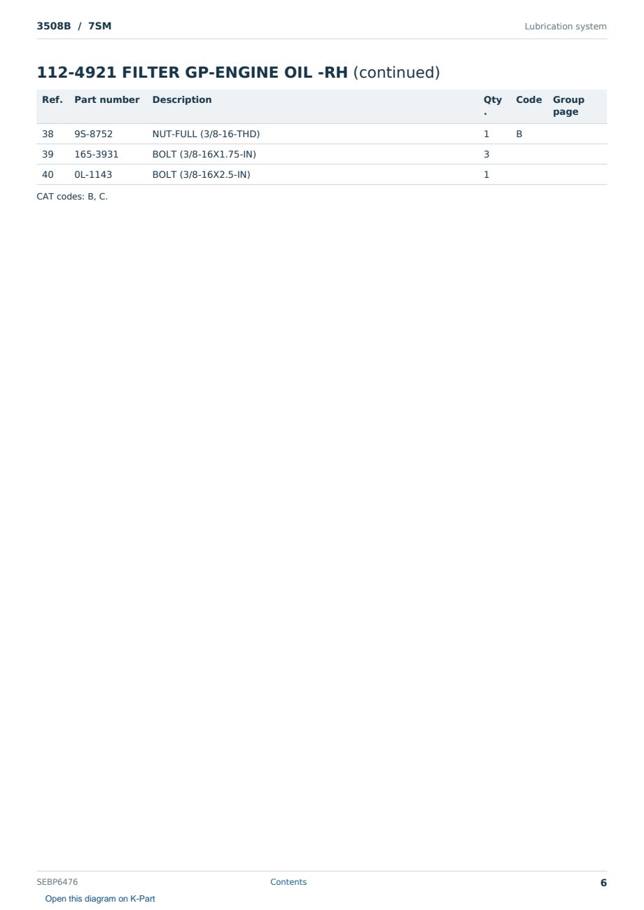 Caterpillar 3508B S/N 7SM Partsbook SEBP6476 (English) - sample page 6 of 10 Caterpillar 3508B S/N 7SM Partsbook SEBP6476 (English) - sample page 6 of 10
