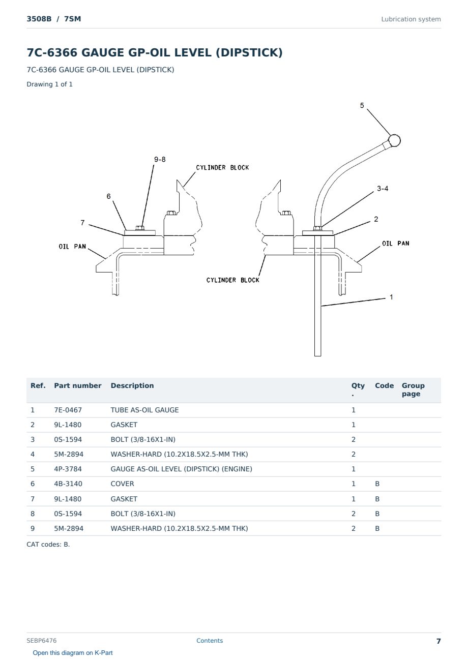 Caterpillar 3508B S/N 7SM Partsbook SEBP6476 (English) - sample page 7 of 10 Caterpillar 3508B S/N 7SM Partsbook SEBP6476 (English) - sample page 7 of 10