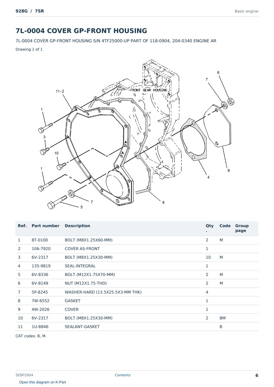 Caterpillar 928G S/N 7SR Partsbook SEBP2904 (English) - sample page 6 of 10 Caterpillar 928G S/N 7SR Partsbook SEBP2904 (English) - sample page 6 of 10