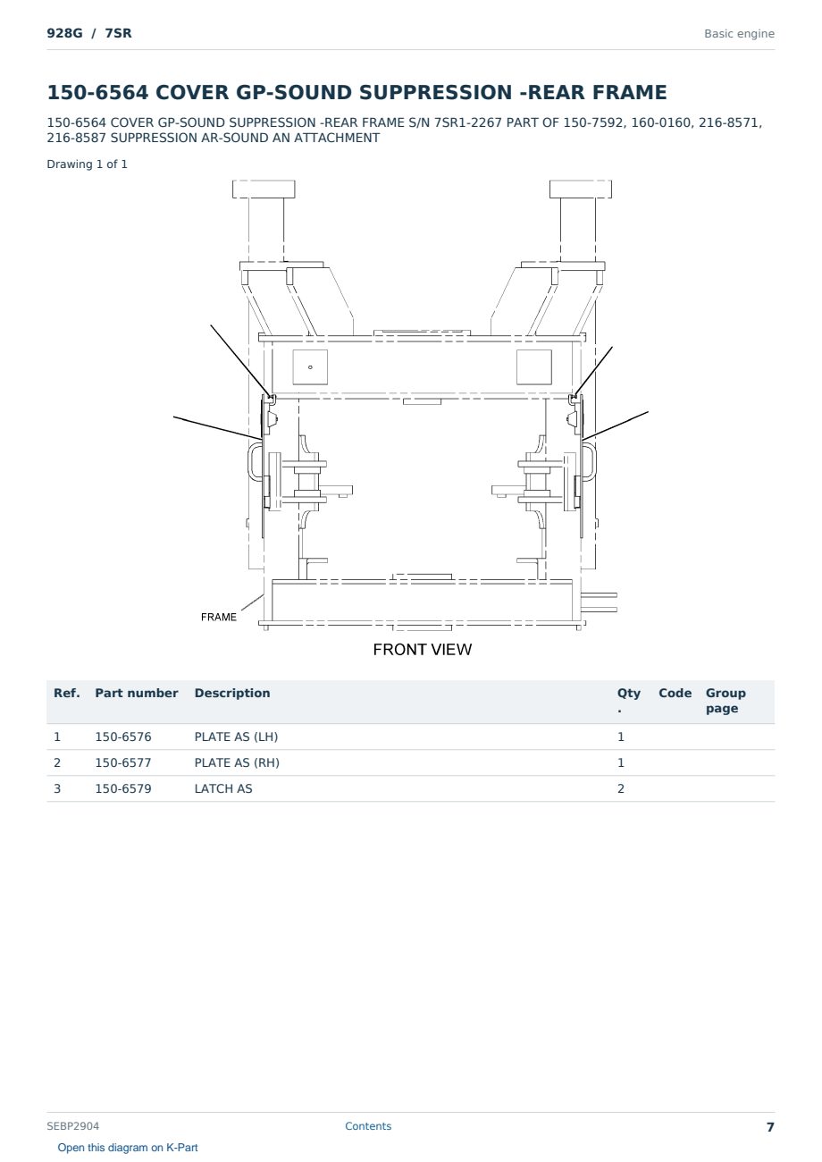 Caterpillar 928G S/N 7SR Partsbook SEBP2904 (English) - sample page 7 of 10 Caterpillar 928G S/N 7SR Partsbook SEBP2904 (English) - sample page 7 of 10