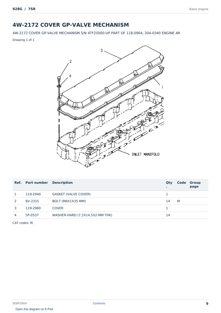 Caterpillar 928G S/N 7SR Partsbook SEBP2904 (English) - sample page 9 of 10 Caterpillar 928G S/N 7SR Partsbook SEBP2904 (English) - sample page 9 of 10