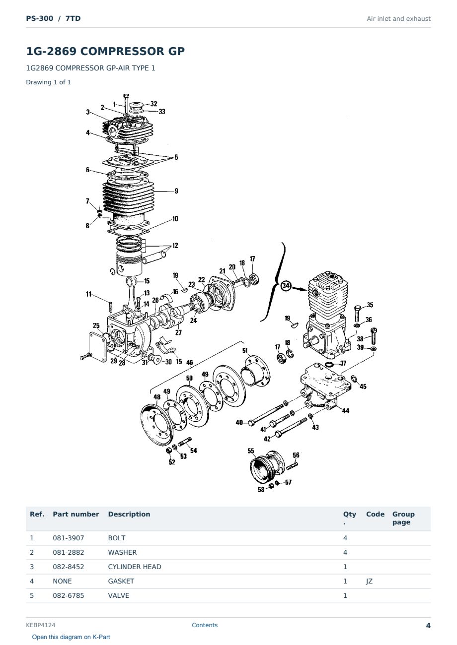Caterpillar PS-300 S/N 7TD Partsbook KEBP4124 (English) - sample page 4 of 10 Caterpillar PS-300 S/N 7TD Partsbook KEBP4124 (English) - sample page 4 of 10