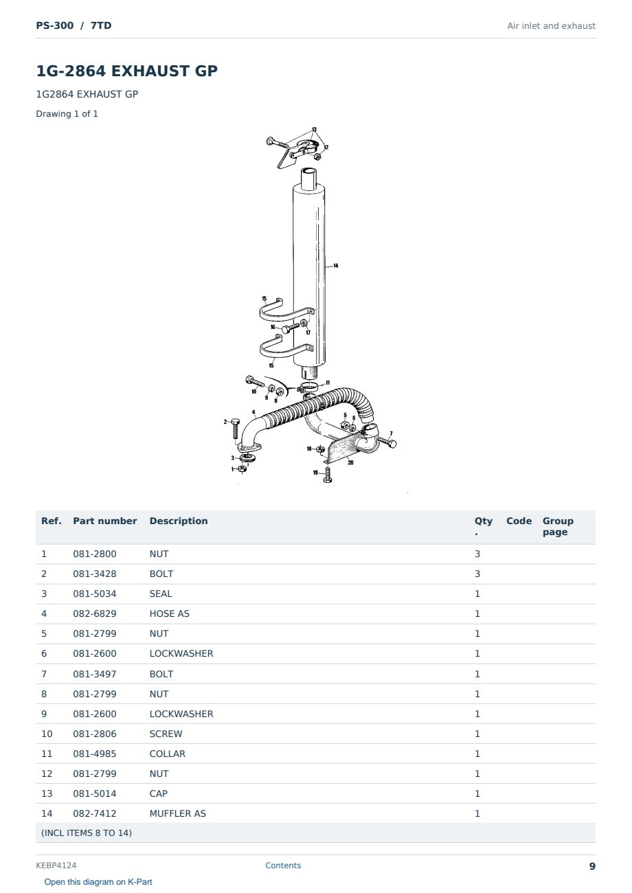 Caterpillar PS-300 S/N 7TD Partsbook KEBP4124 (English) - sample page 9 of 10 Caterpillar PS-300 S/N 7TD Partsbook KEBP4124 (English) - sample page 9 of 10