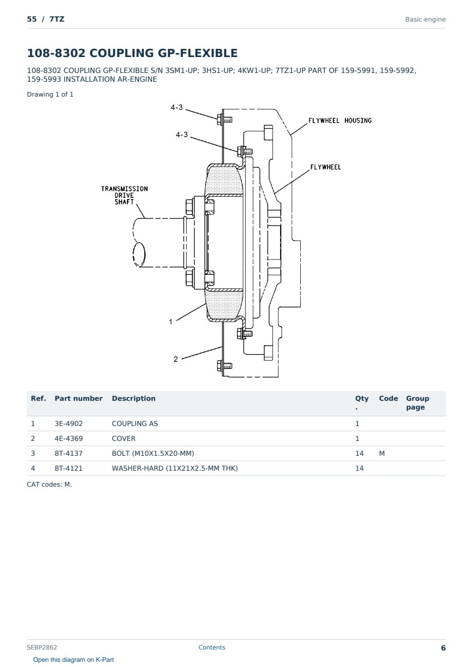 Caterpillar 55 S/N 7TZ Partsbook SEBP2862 (English) - sample page 6 of 10 Caterpillar 55 S/N 7TZ Partsbook SEBP2862 (English) - sample page 6 of 10
