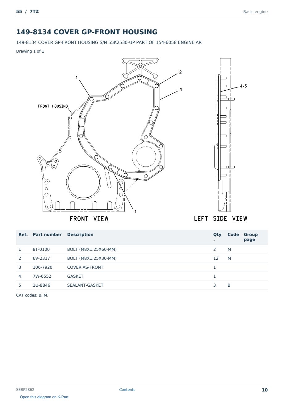 Caterpillar 55 S/N 7TZ Partsbook SEBP2862 (English) - sample page 10 of 10 Caterpillar 55 S/N 7TZ Partsbook SEBP2862 (English) - sample page 10 of 10