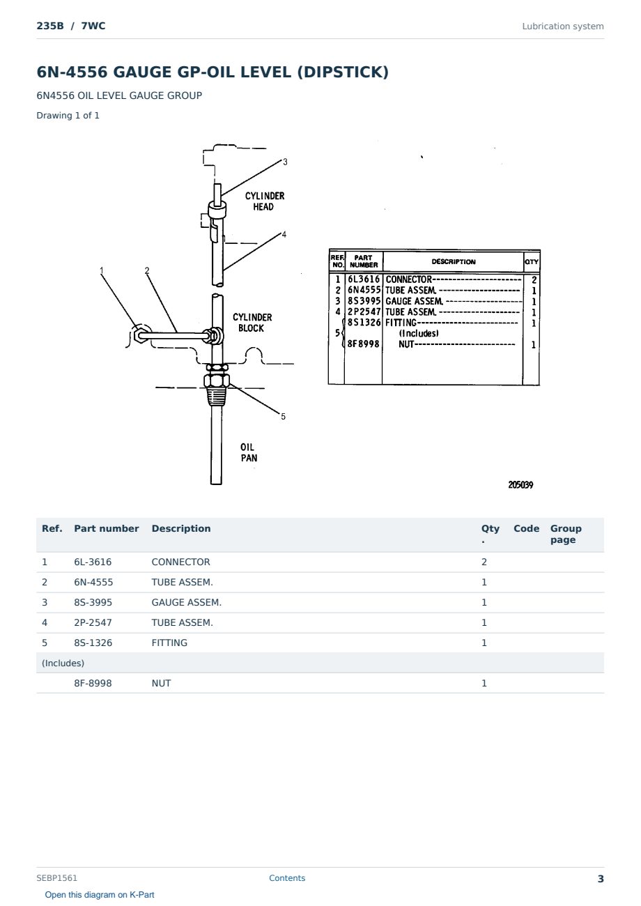 Caterpillar 235B S/N 7WC Partsbook SEBP1561 (English) - sample page 3 of 10 Caterpillar 235B S/N 7WC Partsbook SEBP1561 (English) - sample page 3 of 10
