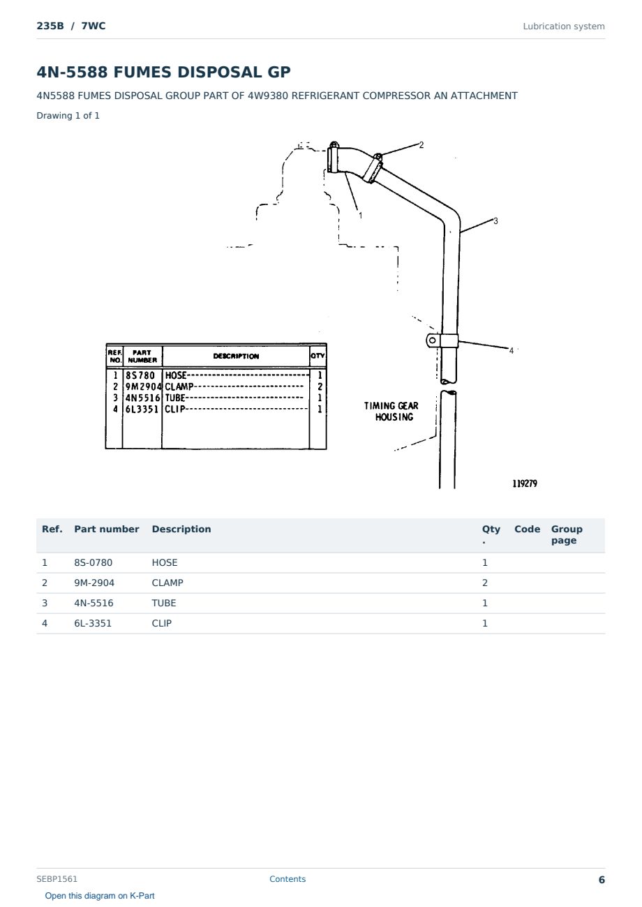 Caterpillar 235B S/N 7WC Partsbook SEBP1561 (English) - sample page 6 of 10 Caterpillar 235B S/N 7WC Partsbook SEBP1561 (English) - sample page 6 of 10