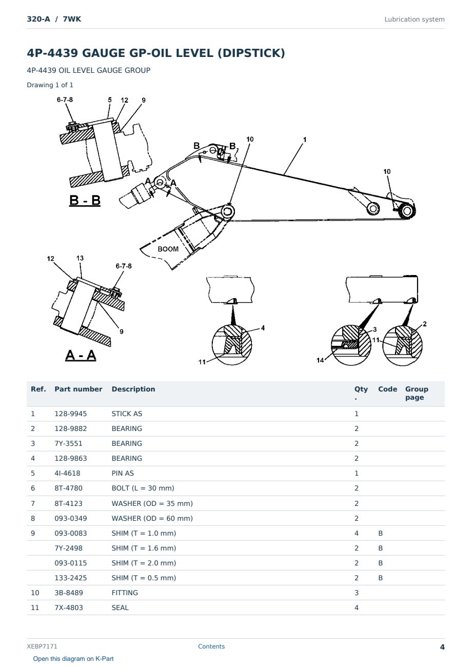 Caterpillar 320-A S/N 7WK Partsbook XEBP7171 (English) - sample page 4 of 10 Caterpillar 320-A S/N 7WK Partsbook XEBP7171 (English) - sample page 4 of 10