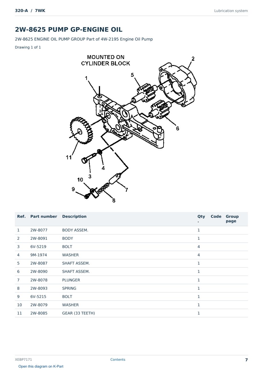 Caterpillar 320-A S/N 7WK Partsbook XEBP7171 (English) - sample page 7 of 10 Caterpillar 320-A S/N 7WK Partsbook XEBP7171 (English) - sample page 7 of 10