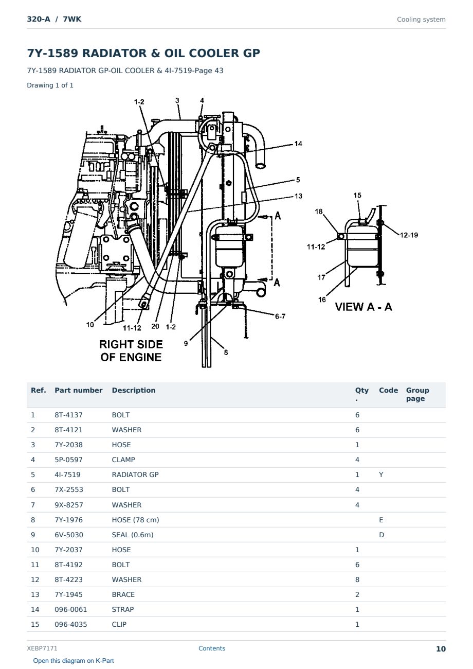 Caterpillar 320-A S/N 7WK Partsbook XEBP7171 (English) - sample page 10 of 10 Caterpillar 320-A S/N 7WK Partsbook XEBP7171 (English) - sample page 10 of 10