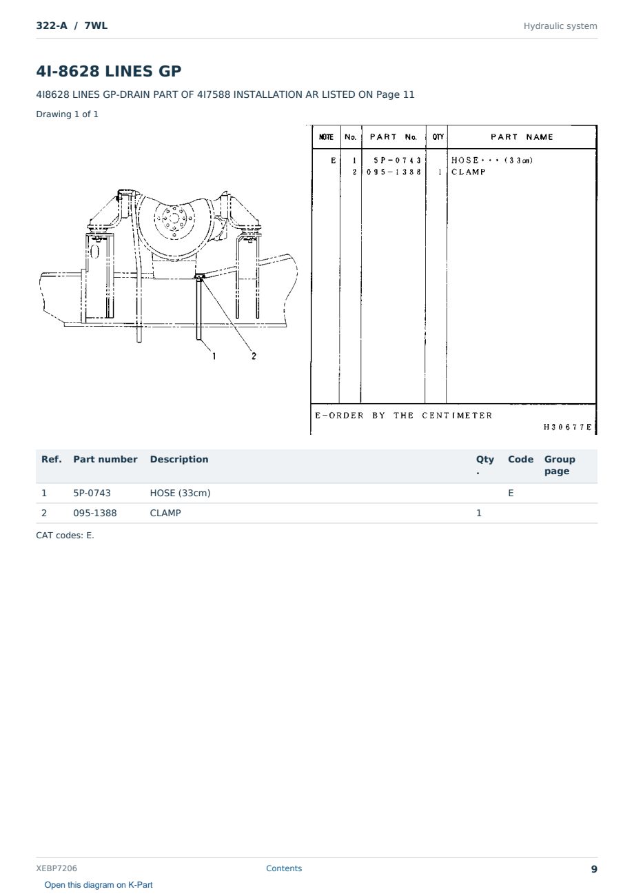 Caterpillar 322-A S/N 7WL Partsbook XEBP7206 (English) - sample page 9 of 10 Caterpillar 322-A S/N 7WL Partsbook XEBP7206 (English) - sample page 9 of 10