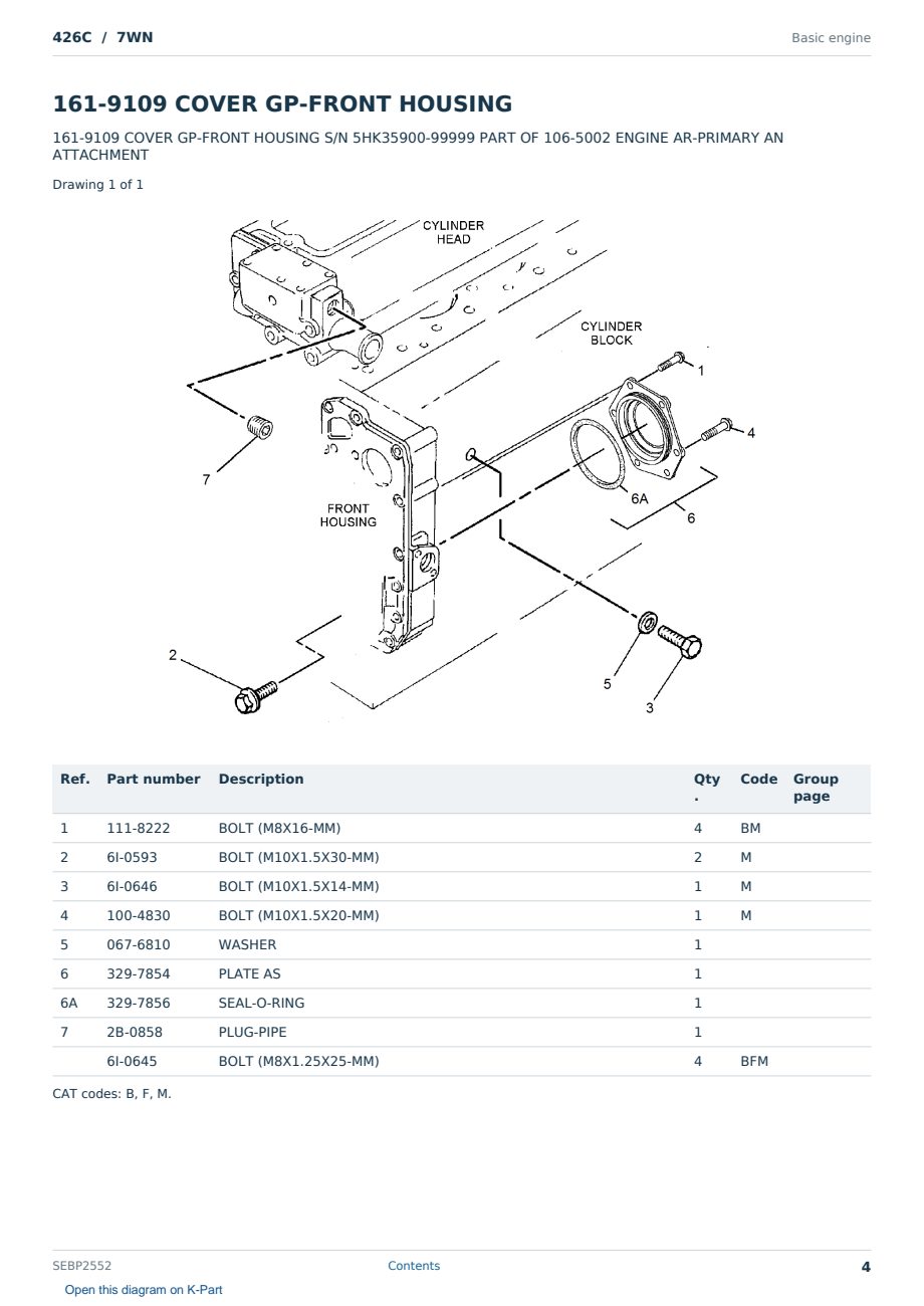 Caterpillar 426C S/N 7WN Partsbook SEBP2552 (English) - sample page 4 of 10 Caterpillar 426C S/N 7WN Partsbook SEBP2552 (English) - sample page 4 of 10