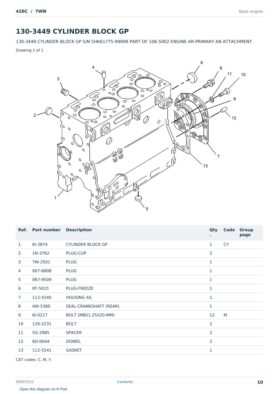 Caterpillar 426C S/N 7WN Partsbook SEBP2552 (English) - sample page 10 of 10 Caterpillar 426C S/N 7WN Partsbook SEBP2552 (English) - sample page 10 of 10