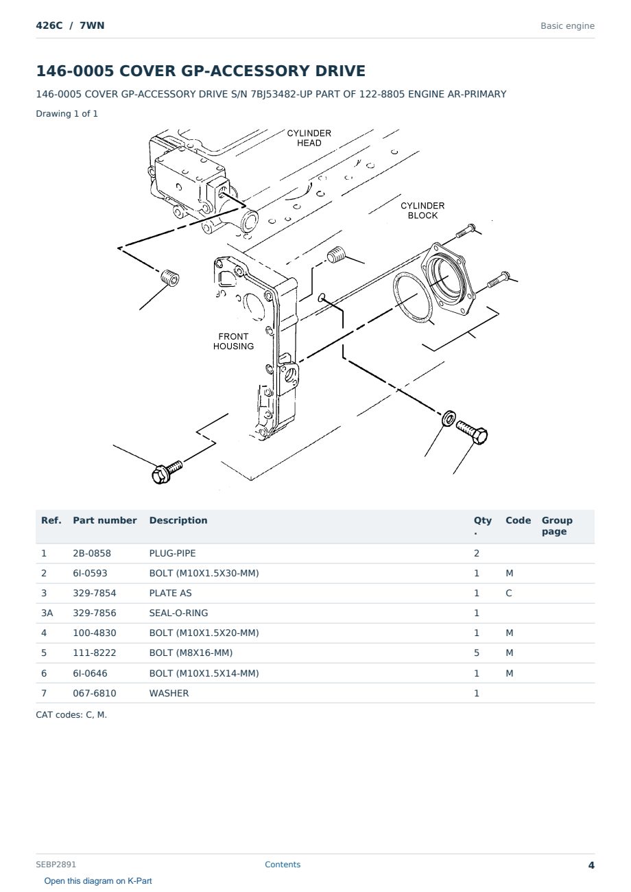 Caterpillar 426C S/N 7WN Partsbook SEBP2891 (English) - sample page 4 of 10 Caterpillar 426C S/N 7WN Partsbook SEBP2891 (English) - sample page 4 of 10