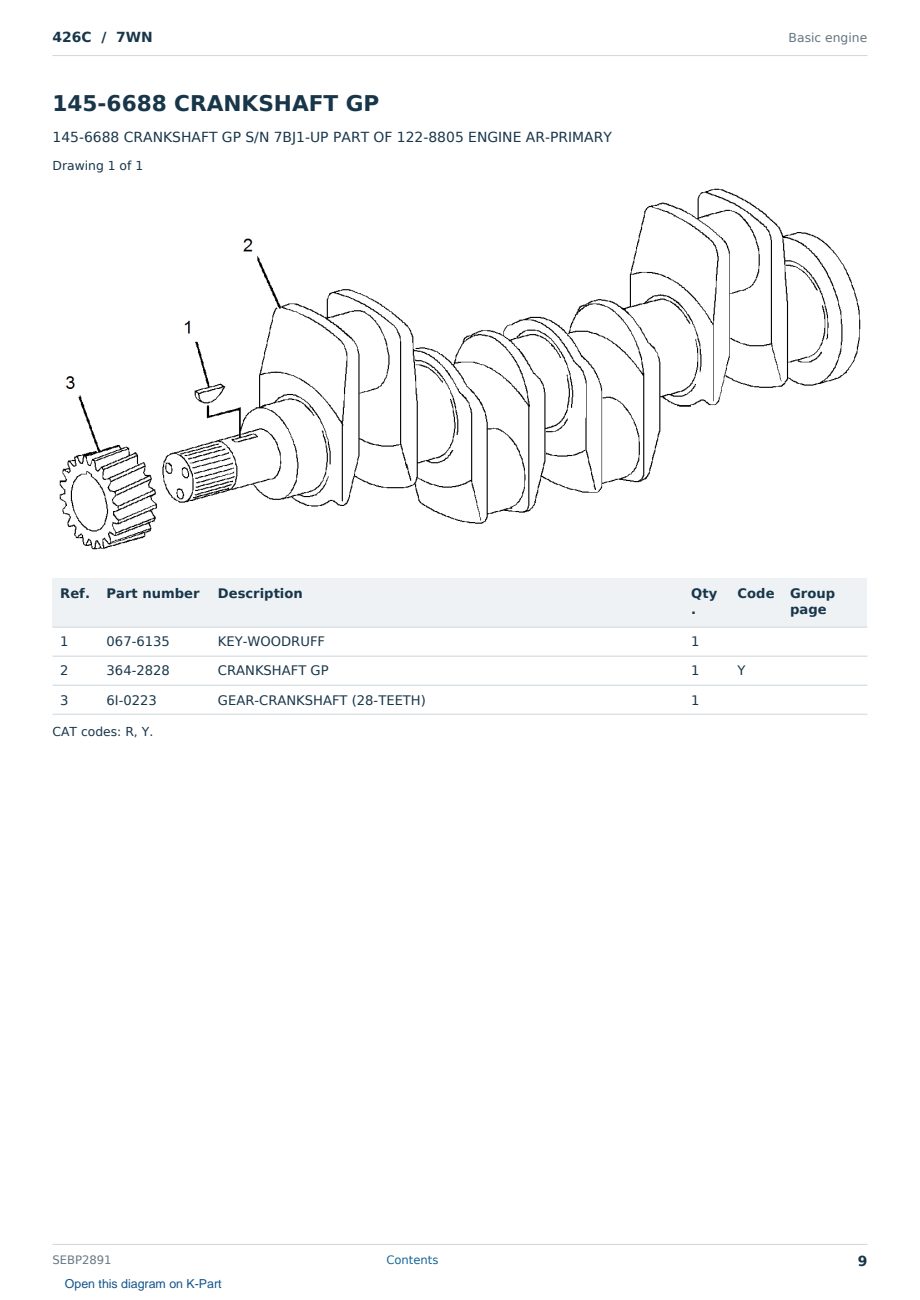 Caterpillar 426C S/N 7WN Partsbook SEBP2891 (English) - sample page 9 of 10 Caterpillar 426C S/N 7WN Partsbook SEBP2891 (English) - sample page 9 of 10